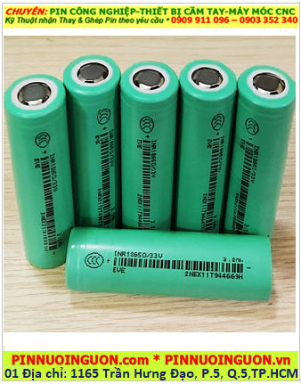 EVE INR18650/33V, Pin sạc 3.7v lithium Li-ion INR18650/33V (3200mAh, Xả 10A) chính hãng